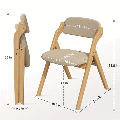 Set Of 2/4 Folding Chairs With Cushion, Wooden Stackable Dining Chairs