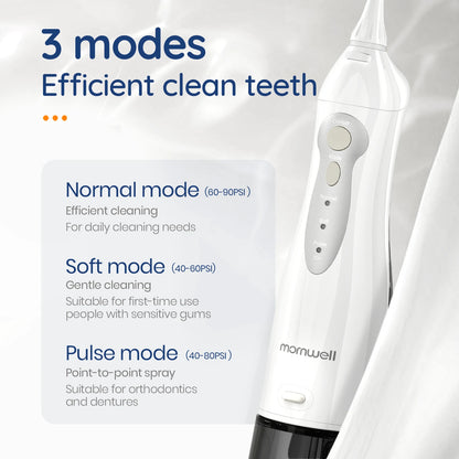 Oral Irrigator D52 Portable Dental Water Flosser USB Rechargeable Water Jet Floss Tooth Pick 4 Jet Tip 300Ml 3 Modes Teeth Clean