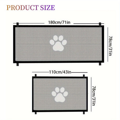 Versatile Pet Safety Gate - Expandable Mesh Pet Gate Portable Adjustable Safety Dog Gate - Indoor Outdoor Gate - Easy Install Stair Barrier for Pets