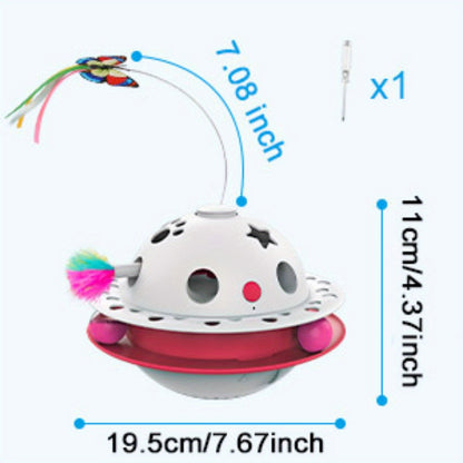 OREY Cat Toys 3-in-1 Smart Interactive Electronic Kitten Toy Random Moving Ambush Feather Balls Indoor Exercise Cat Dog Pet Products