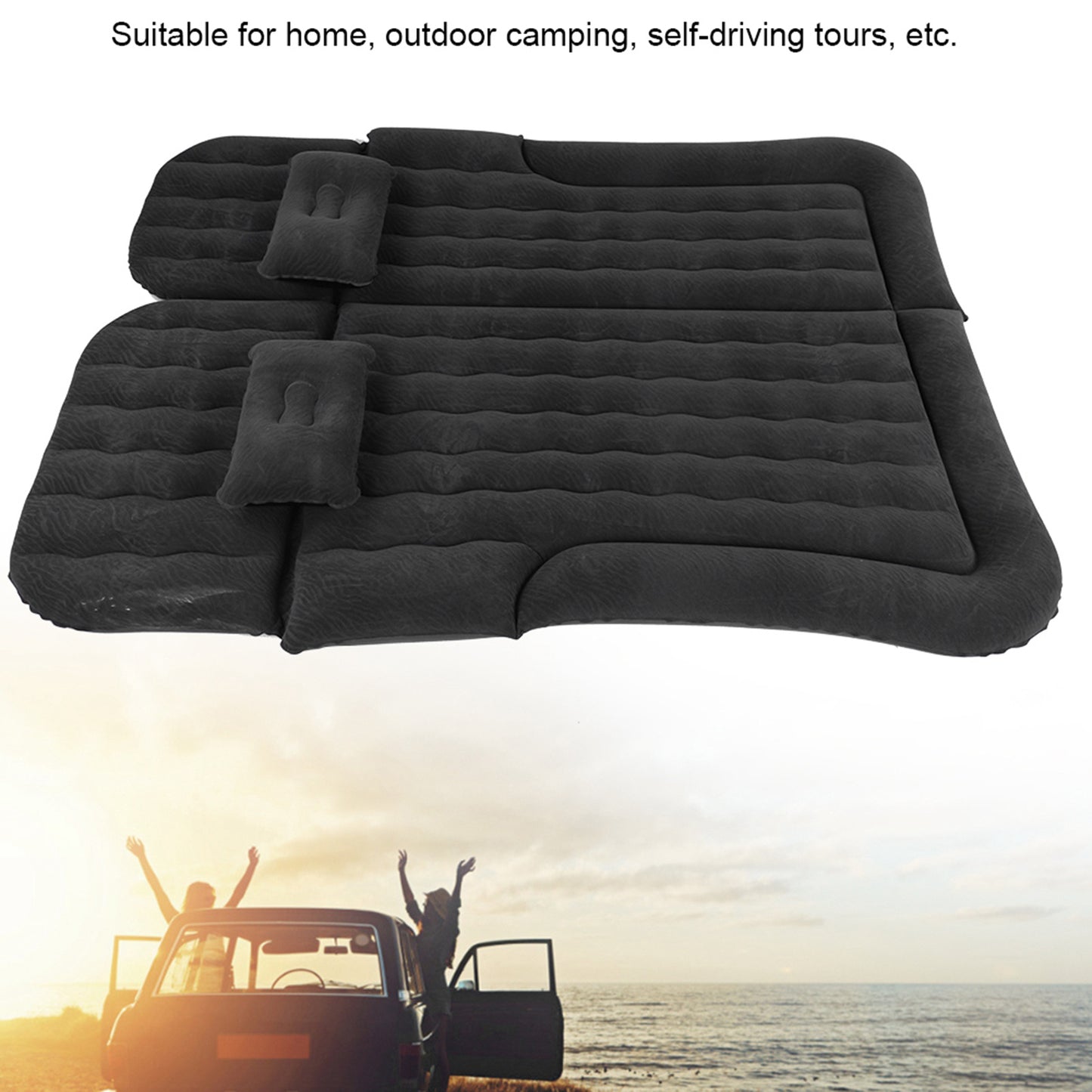 Auwogo- 2‑ In‑ 1 Flocking Inflatable Car Mattress