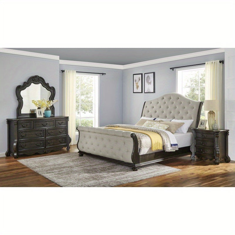 Rhapsody - Queen Sleigh Bed - Beige