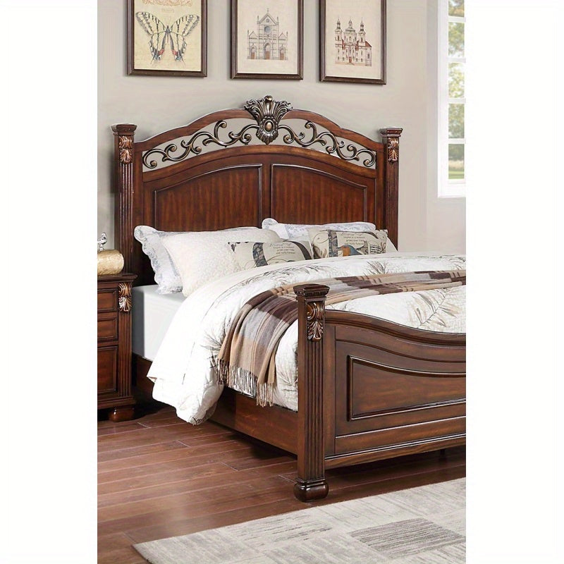 1pc Formal Traditional Dark Cherry King Size Bed Frame