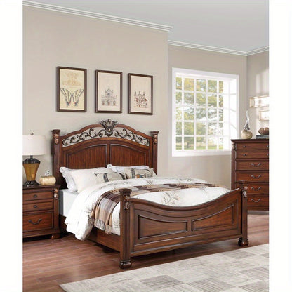 1pc Formal Traditional Dark Cherry King Size Bed Frame