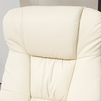 Deluxe Cream White Swivel Recliner Chair