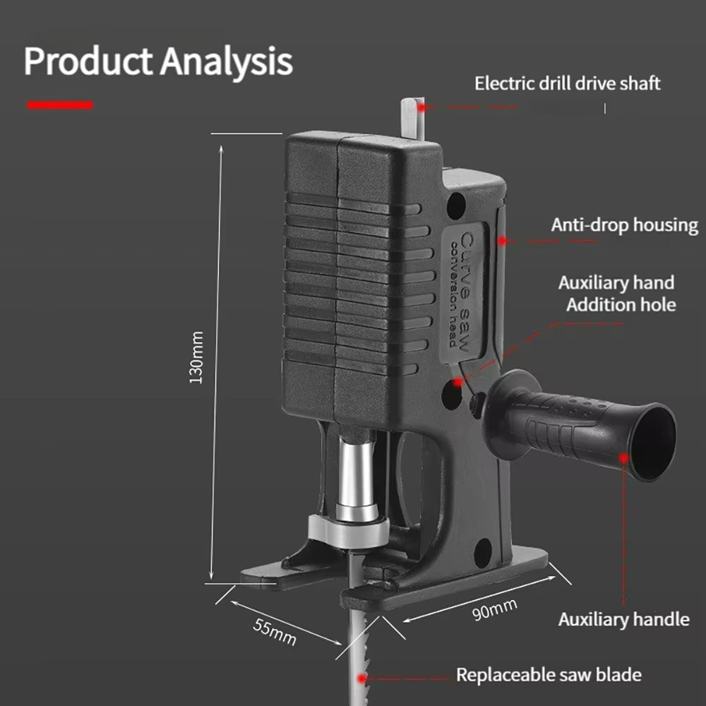 Portable Reciprocating Saw Adapter for Electric Drill - Modified Electric Jigsaw for Cutting Wood, PVC, and Steel Pipe