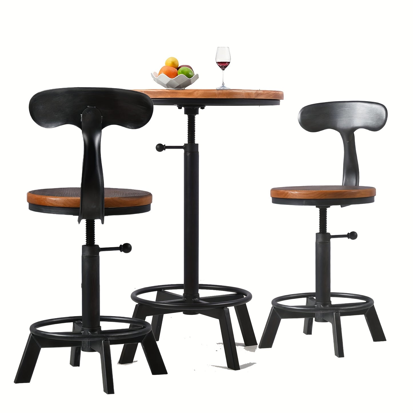 Vintage Industrial Metal Swivel Bar Stools