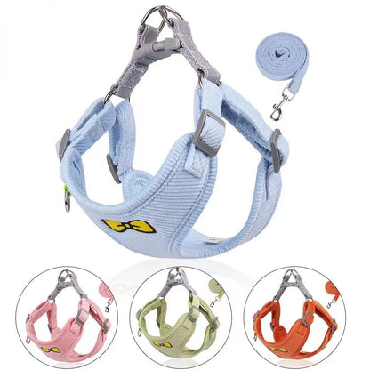 Reflective No-Pull Pet Harness and Leash Set for Dogs and Cats - Comfortable and Stylish Bow Pattern Design for Safe and Easy Walks