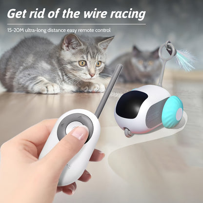 Interactive Cat Toys Remote Control Cat Toy USB Rechargeable Automatic Cat Toys with Obstacle Avoidance Intelligent Remote Control Dual Mode Smart Electric Cat Toy