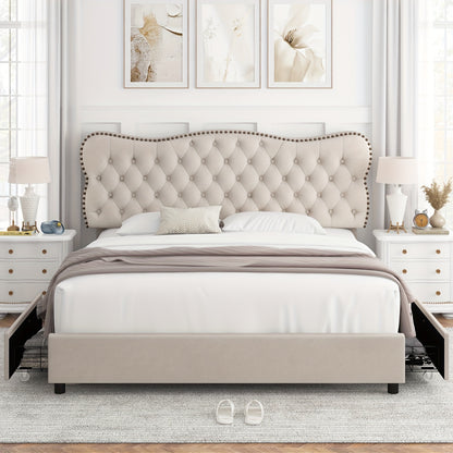 FULTRU Upholstered Platform Bed Frame