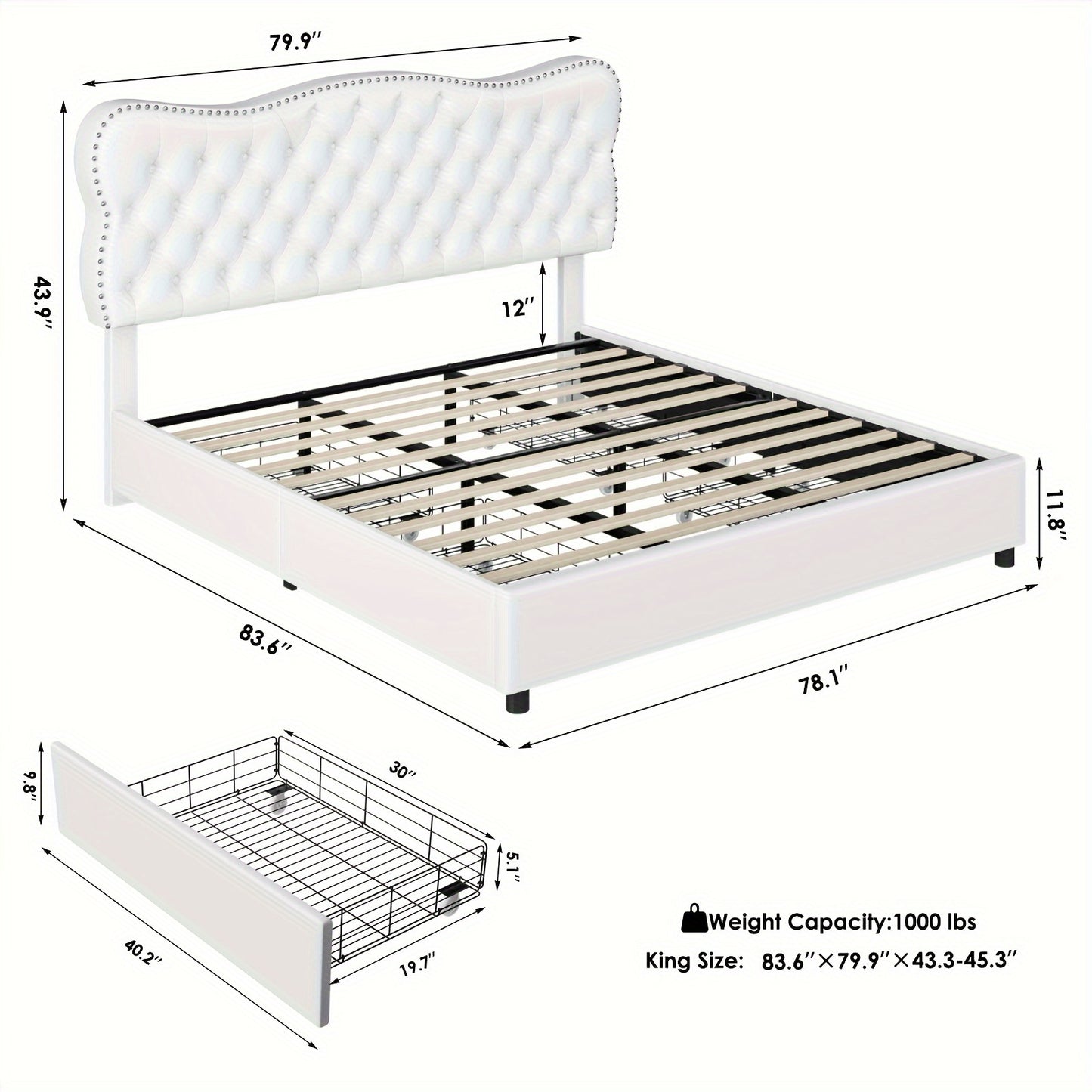 FULTRU Upholstered Platform Bed Frame