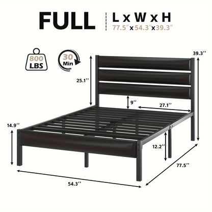 Queen Bed Frame With Headboard And Footboard, With Under Bed Storage, All-Metal Support System, No Box Spring Needed, Easy Assembly, Rustic Brown