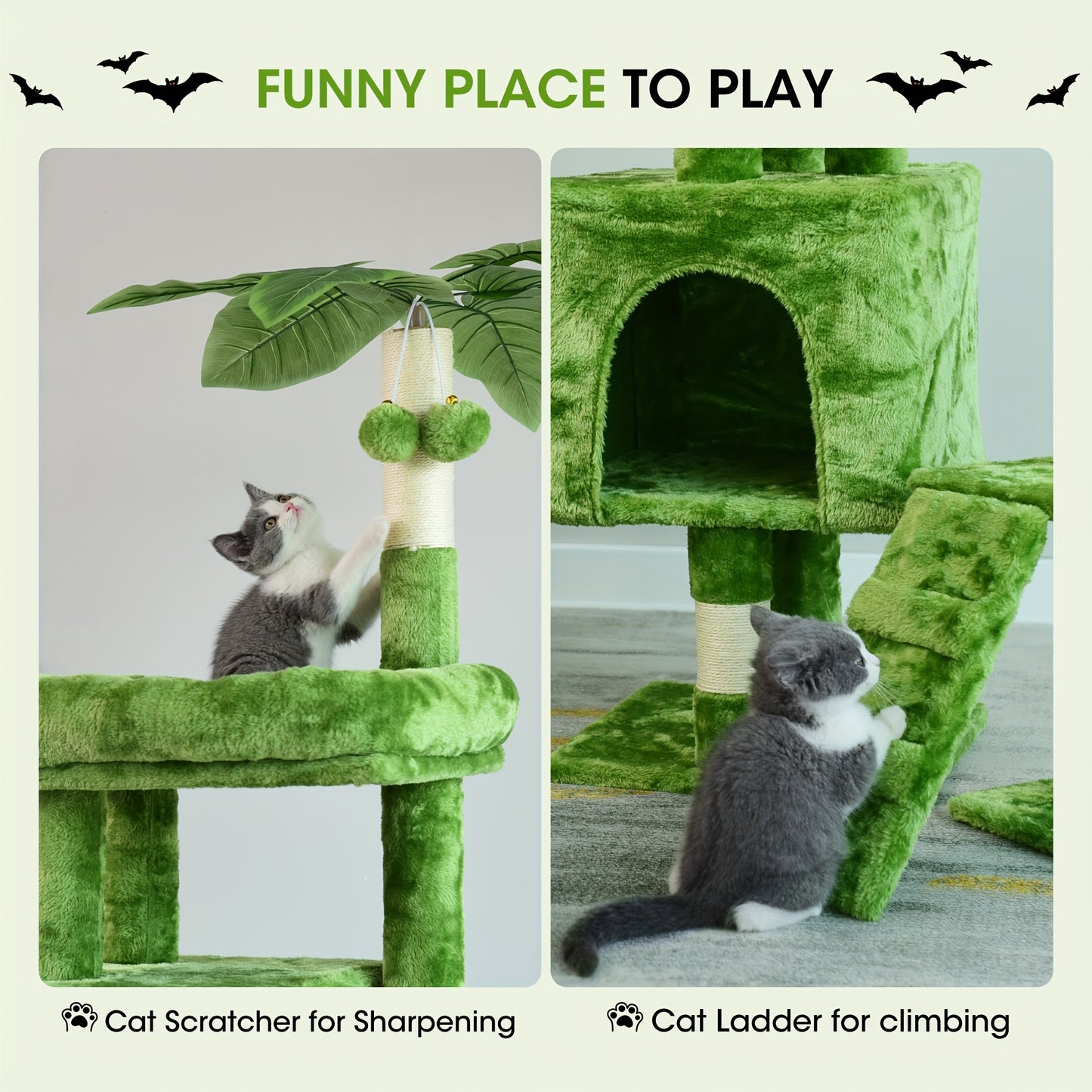 Cat Tree Cat Tower Removable, Split Left/Right Design 59H*55.1W Inch Cat Tree Tower With Scratching Post For Climbing, Resting, And Claw Sharpening Cat Furniture