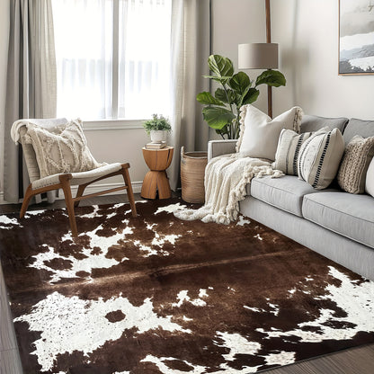 1pc, Luxurious Cowhide Pattern Area Rug