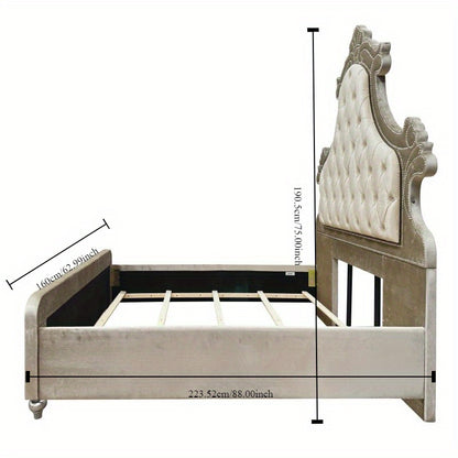 ACME Lucienne Queen Bed w/LED, Beige Velvet BD02335Q