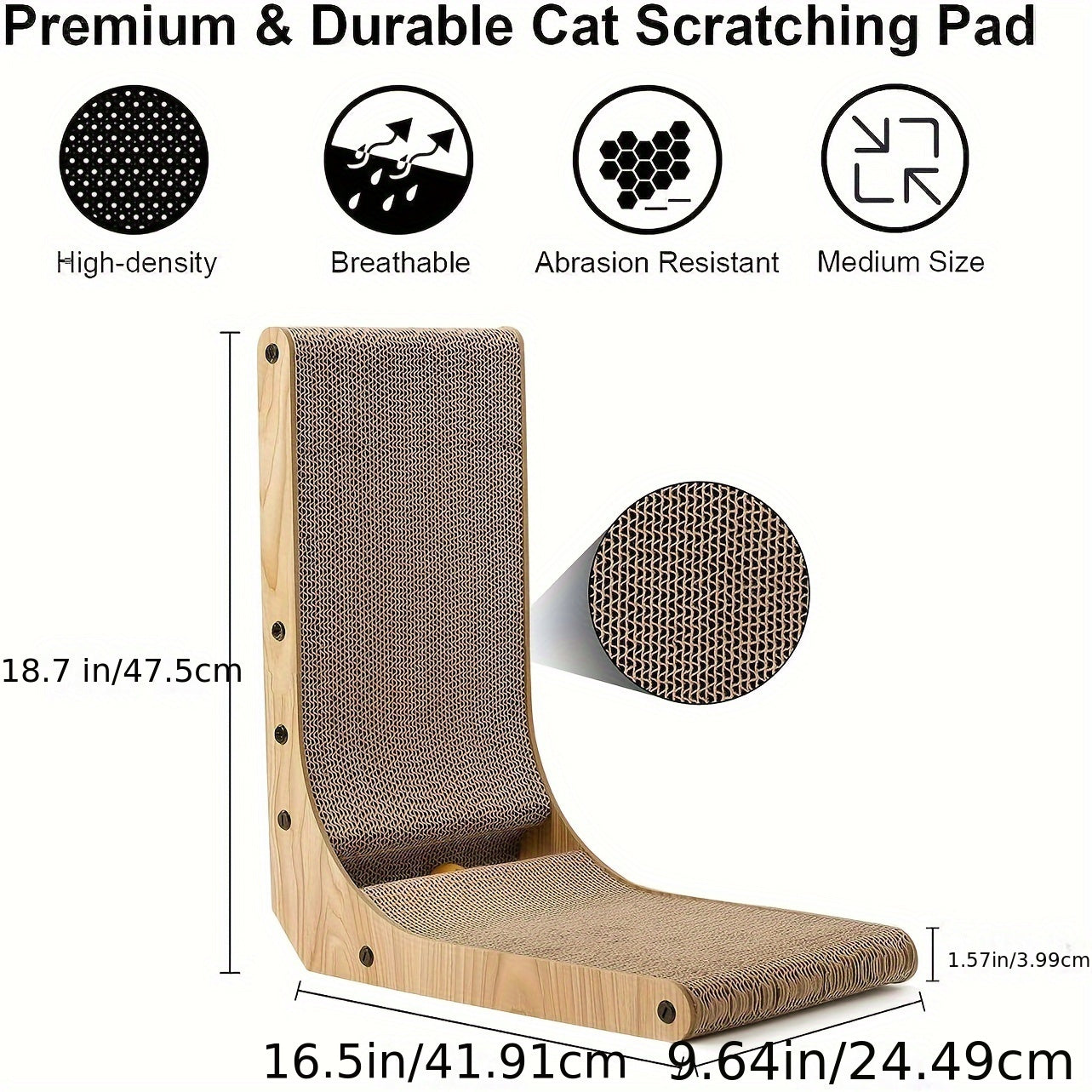 1/2pcs, FUKUMARU L-Shaped Cat Scratcher With Ball Toy, Wall-Mounted Cardboard Scratching Pad For Indoor Cats