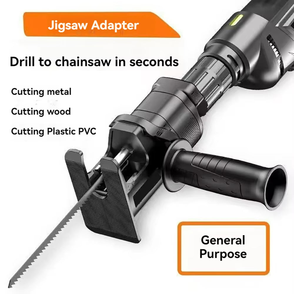 Portable Reciprocating Saw Adapter for Electric Drill - Modified Electric Jigsaw for Cutting Wood, PVC, and Steel Pipe