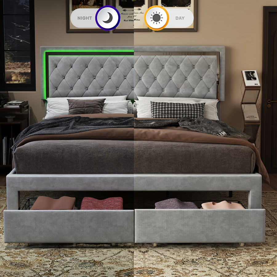 LED Mirrored Acrylic Bed Frame