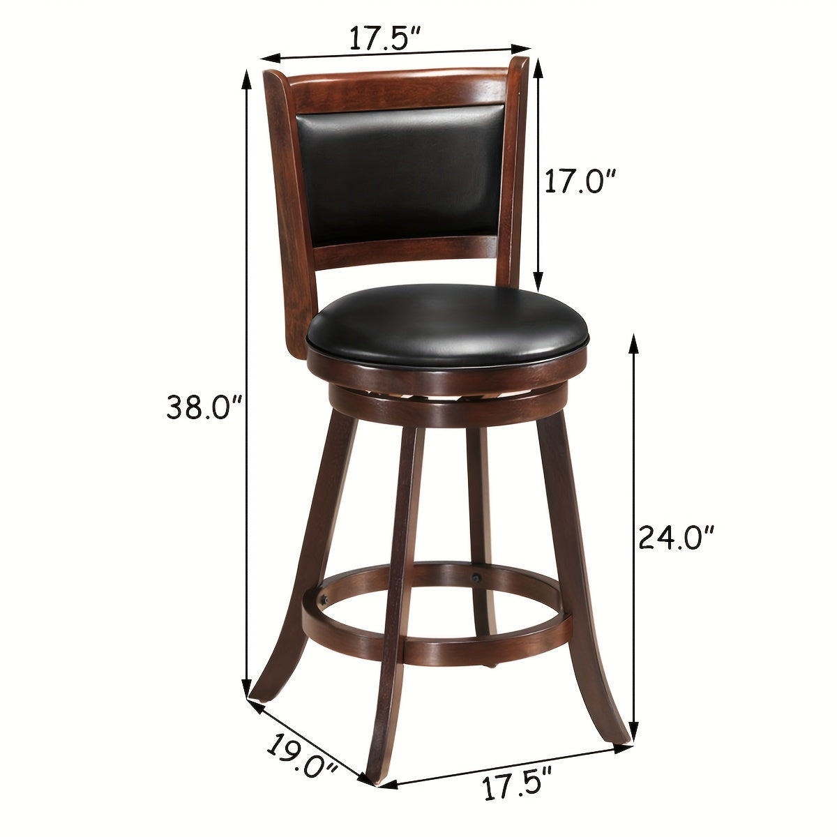 2pcs Bar Stools, 360 Degree Swivel