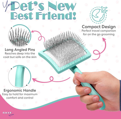 Dog Brush - Slicker Brush for Dogs, Designed for Long Haired Dog Breeds - Dematting and Deshedding Brush for Pets - Comfortable and Easy to Use