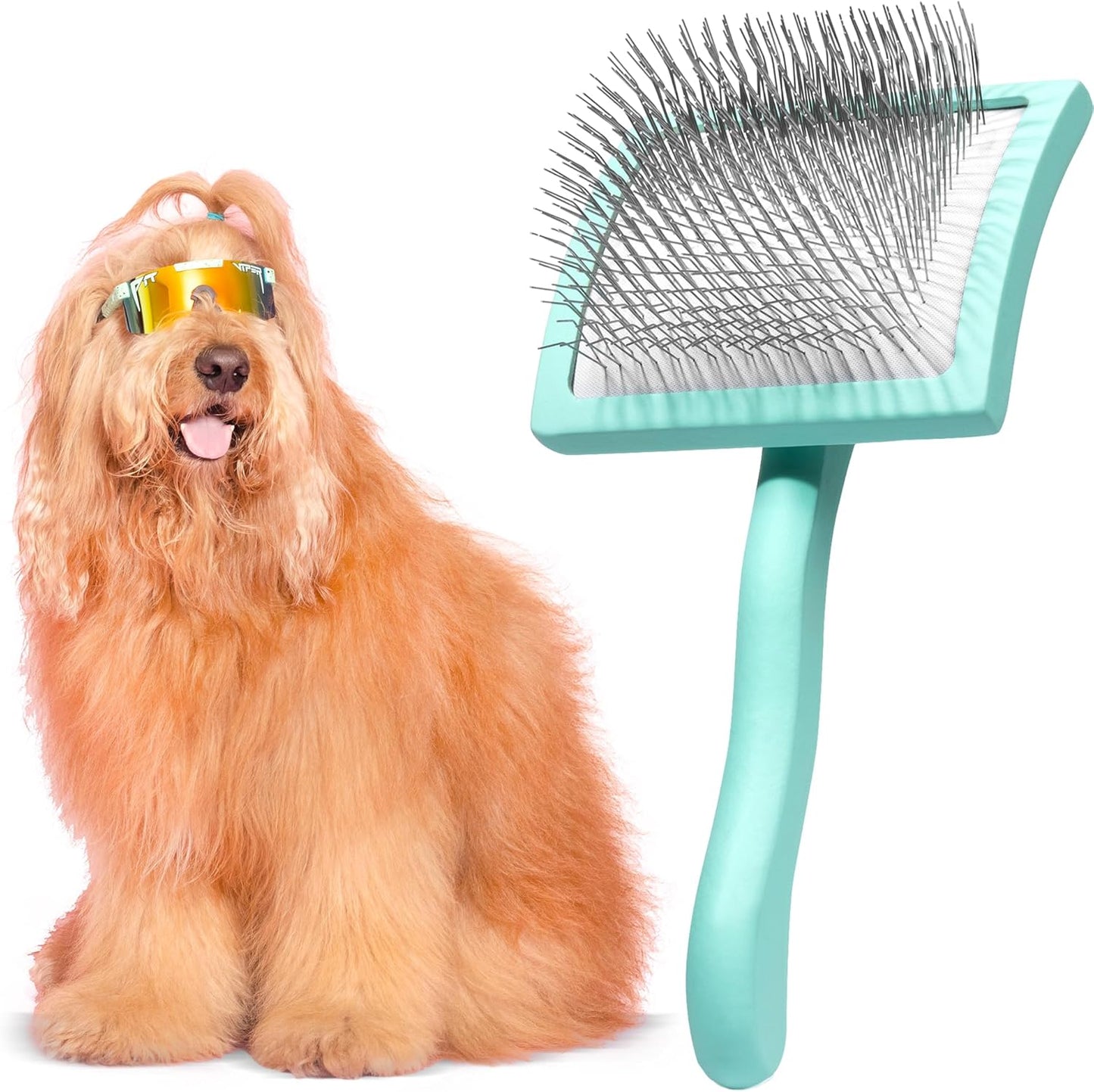 Dog Brush - Slicker Brush for Dogs, Designed for Long Haired Dog Breeds - Dematting and Deshedding Brush for Pets - Comfortable and Easy to Use