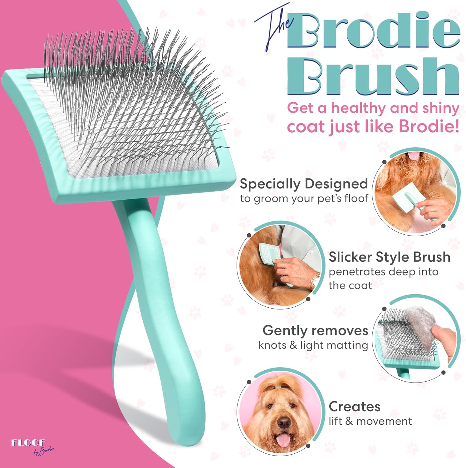 Dog Brush - Slicker Brush for Dogs, Designed for Long Haired Dog Breeds - Dematting and Deshedding Brush for Pets - Comfortable and Easy to Use