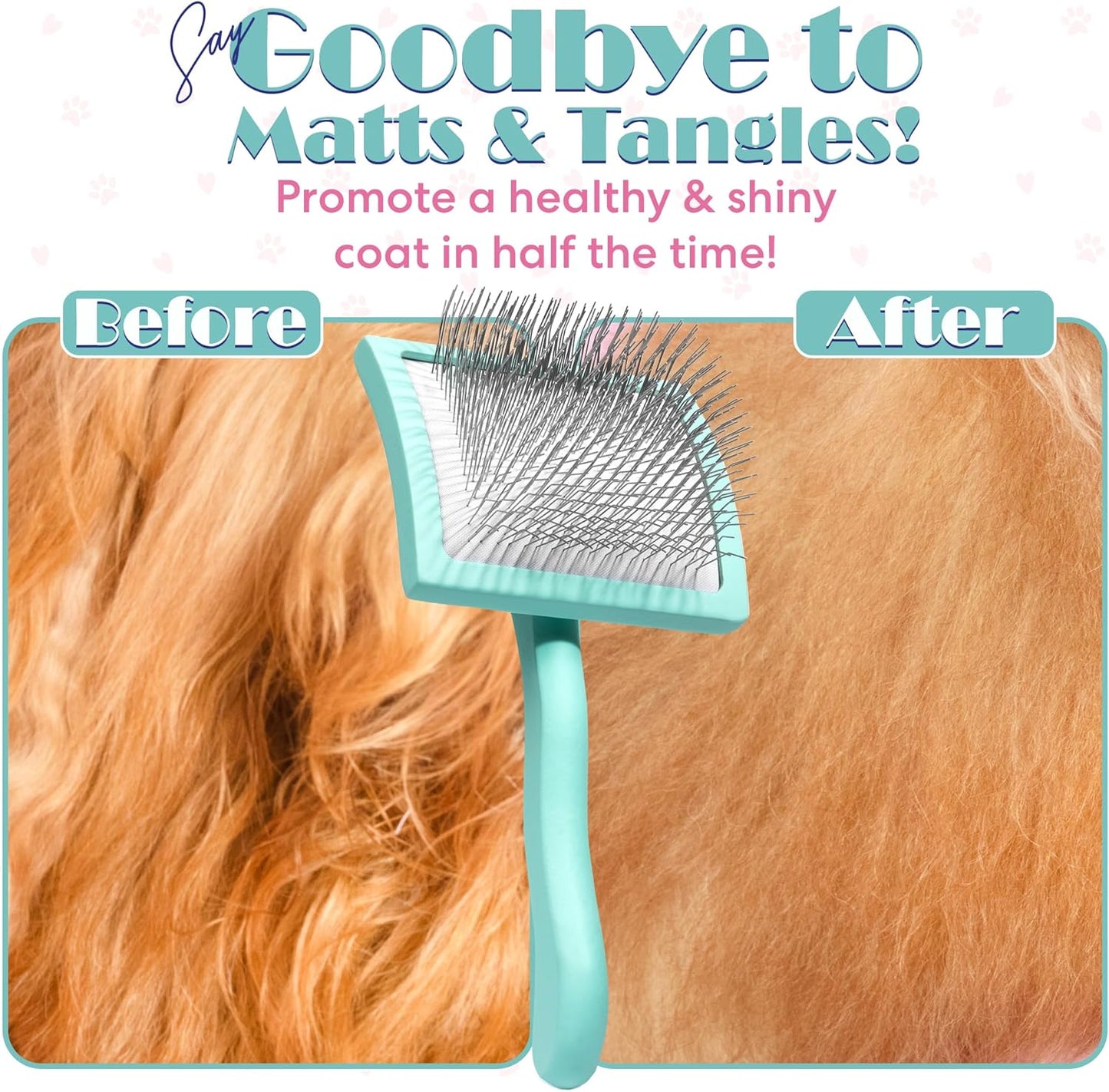 Dog Brush - Slicker Brush for Dogs, Designed for Long Haired Dog Breeds - Dematting and Deshedding Brush for Pets - Comfortable and Easy to Use