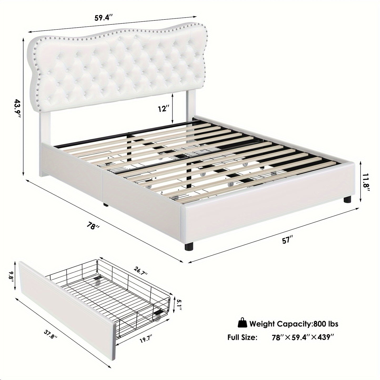 FULTRU Upholstered Platform Bed Frame