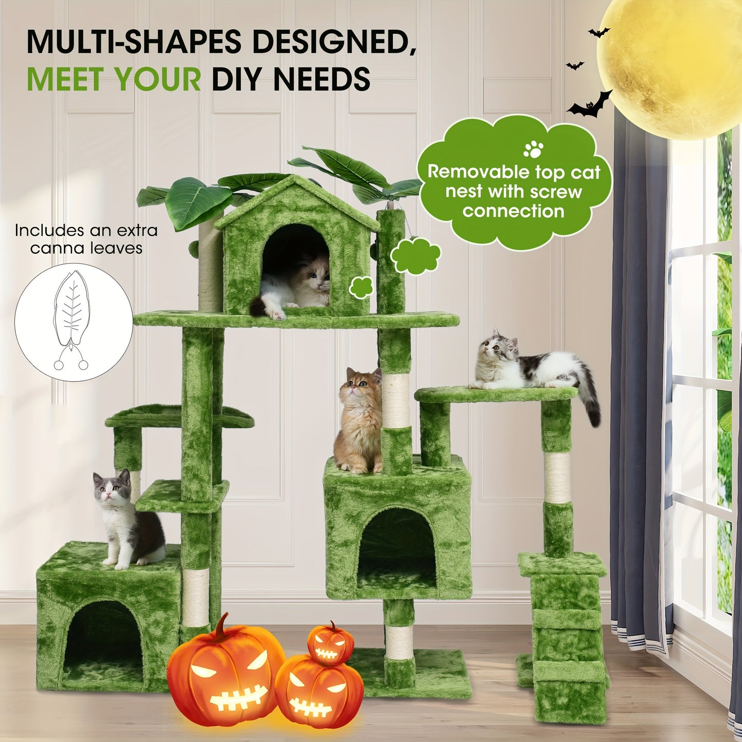 Cat Tree Cat Tower Removable, Split Left/Right Design 59H*55.1W Inch Cat Tree Tower With Scratching Post For Climbing, Resting, And Claw Sharpening Cat Furniture