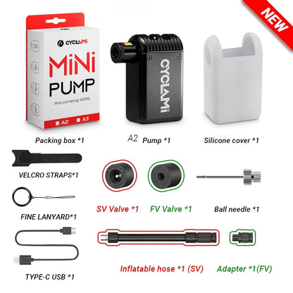 Mini plus Portable Pump for Bicycle Cordless Air Inflator Presta Schrader Valve Outdoor MTB Bike Accessories