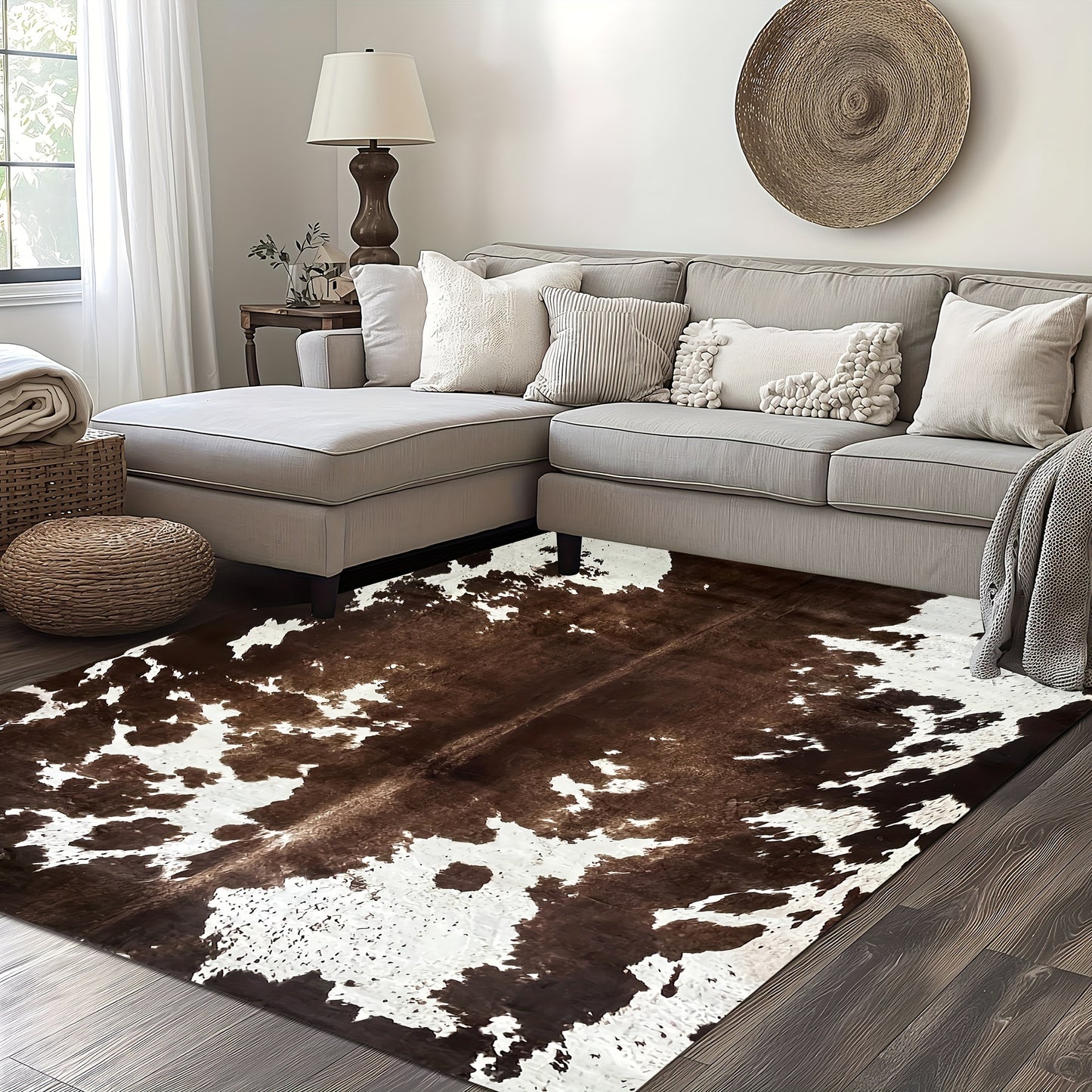 1pc, Luxurious Cowhide Pattern Area Rug