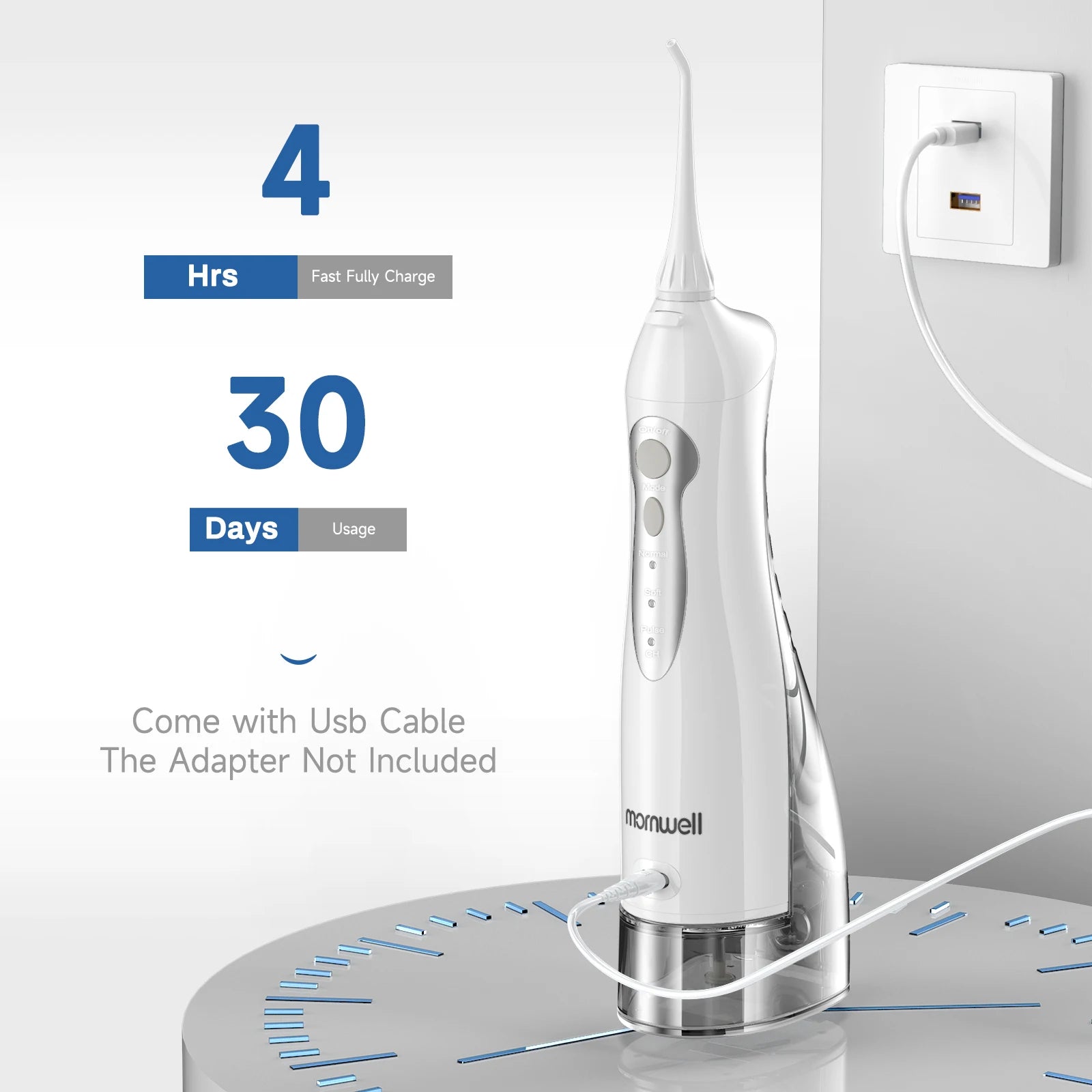 Oral Irrigator D52 Portable Dental Water Flosser USB Rechargeable Water Jet Floss Tooth Pick 4 Jet Tip 300Ml 3 Modes Teeth Clean