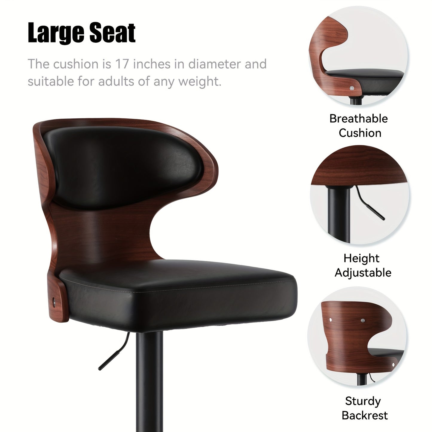 Adjustable Bentwood Swivel Bar Stools