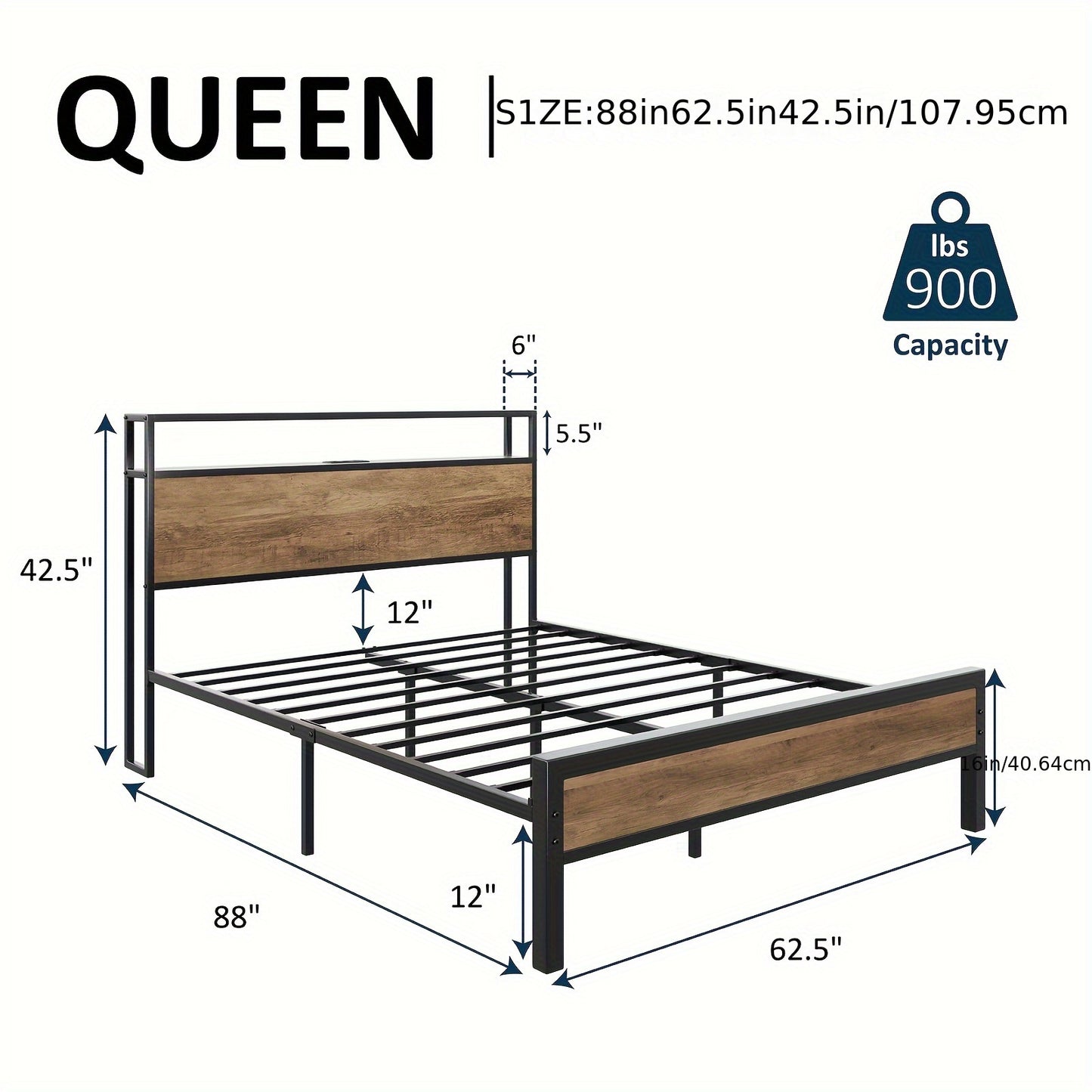 Industrial Platform Bed Frame