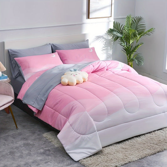 4/5Pcs Pink  Comforter Set For Girls