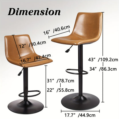 Set of 2 Adjustable Swivel Bar Stools