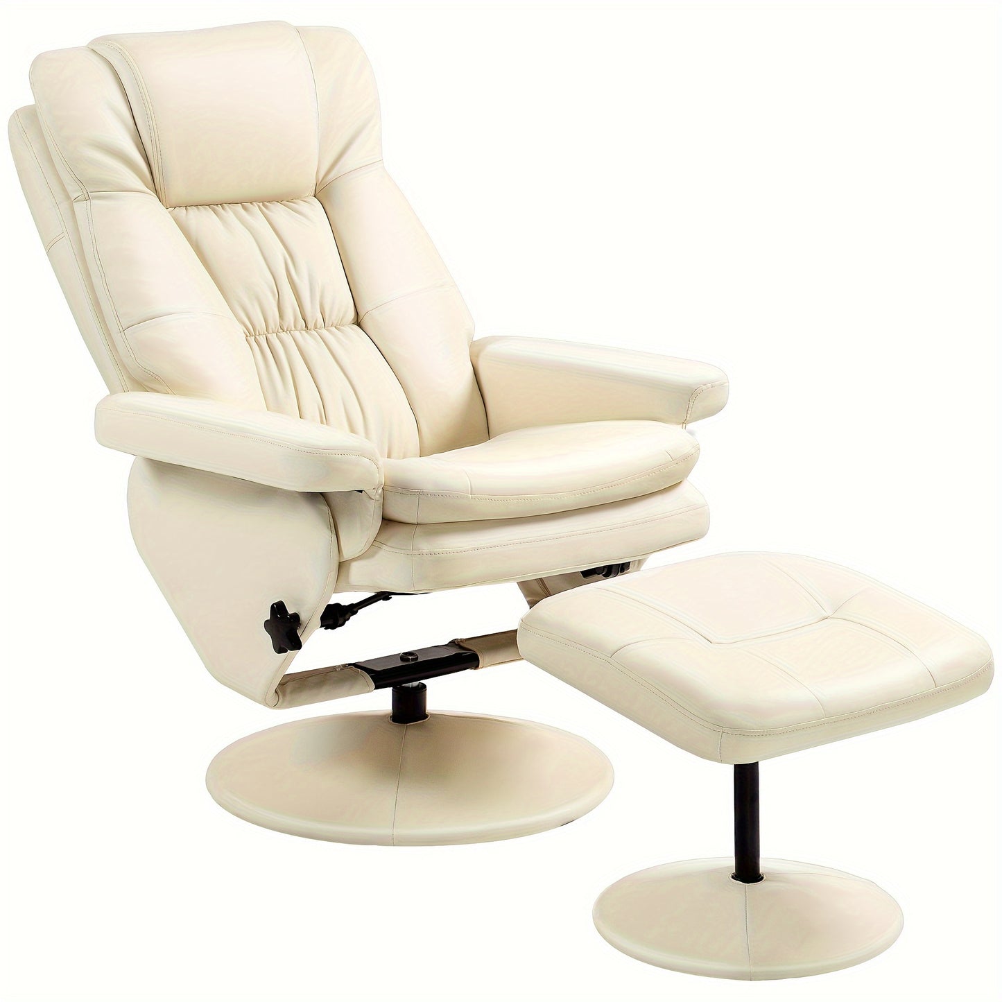 Deluxe Cream White Swivel Recliner Chair