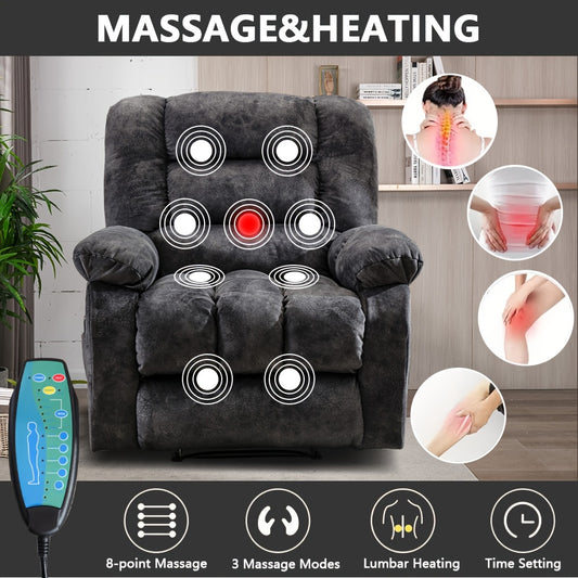 Comfortable Electric Single Chair - Elevating Recliner With Full Body Massage And Heat - Ergonomic Living Room Lounge Chair With Side Organizer Bag